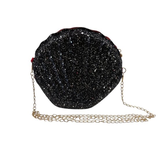 Glam Clam /Sparkle Seashell Shaped Crossbody Handbag / Purse/ Black/Silver - NWT - Picture 2 of 11